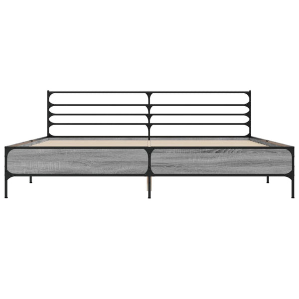 Graues Bettgestell Evghenie 200x200cm (Holz und Metall)