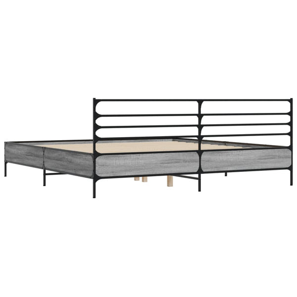 Graues Bettgestell Evghenie 200x200cm (Holz und Metall)