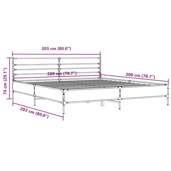 Graues Bettgestell Evghenie 200x200cm (Holz und Metall)