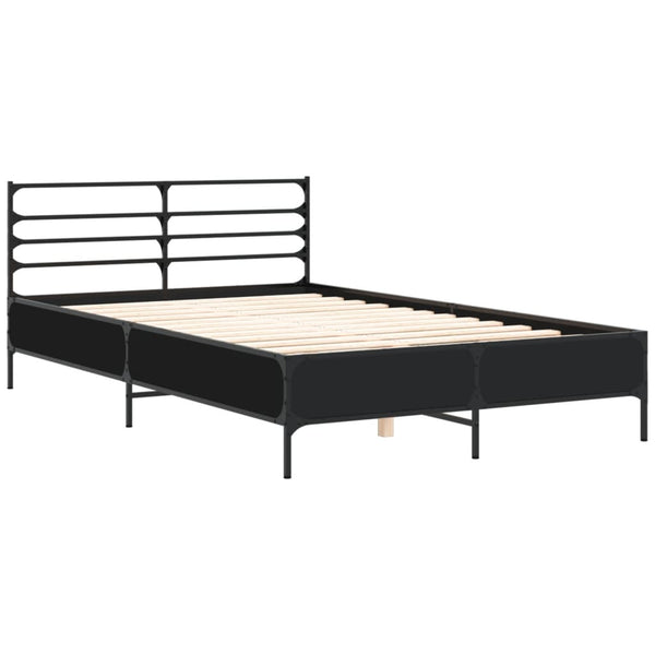 Schwarzes Bettgestell Evghenie 120x190cm (Holz und Metall)