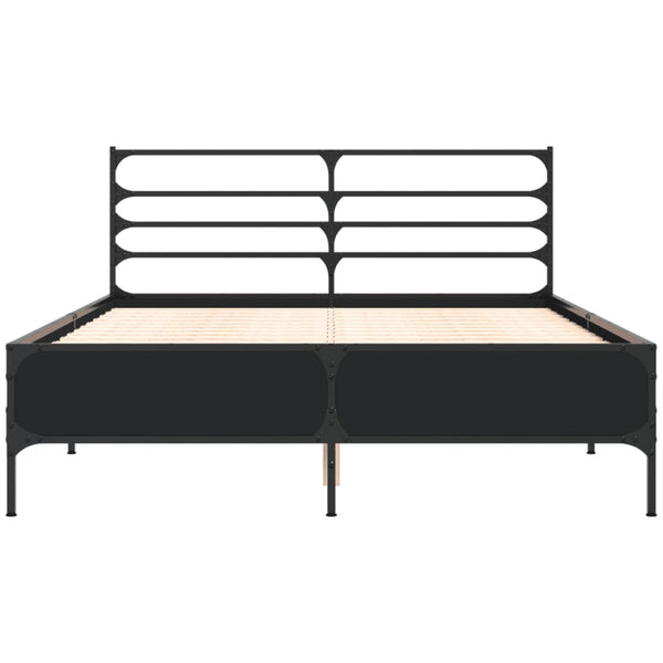 Schwarzes Bettgestell Evghenie 120x190cm (Holz und Metall)