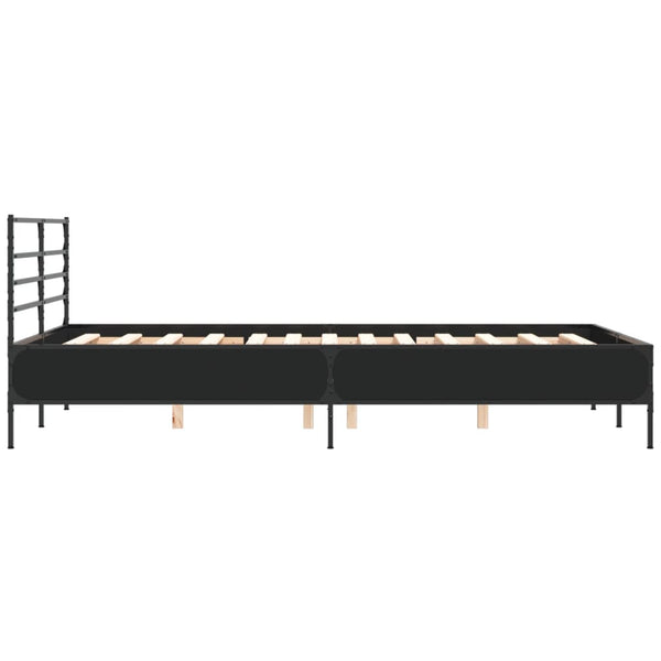 Schwarzes Bettgestell Evghenie 120x190cm (Holz und Metall)
