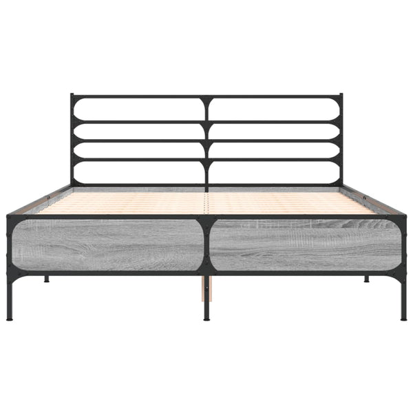 Graues Bettgestell Evghenie 120x190cm (Holz und Metall)