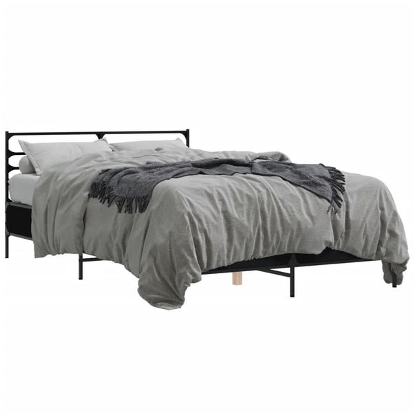 Schwarzes Bettgestell Evghenie 135x190cm (Holz und Metall)