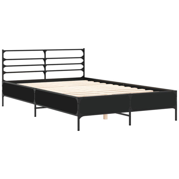 Schwarzes Bettgestell Evghenie 135x190cm (Holz und Metall)