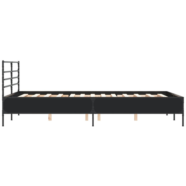 Schwarzes Bettgestell Evghenie 135x190cm (Holz und Metall)
