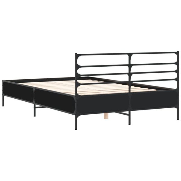 Schwarzes Bettgestell Evghenie 135x190cm (Holz und Metall)