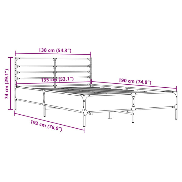 Schwarzes Bettgestell Evghenie 135x190cm (Holz und Metall)