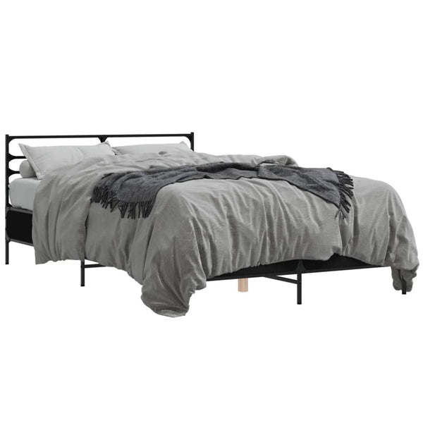 Schwarzes Bettgestell Evghenie 140x190cm (Holz und Metall)