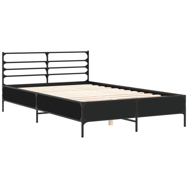 Schwarzes Bettgestell Evghenie 140x190cm (Holz und Metall)