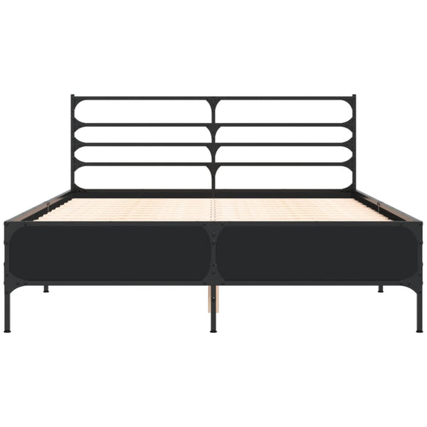 Schwarzes Bettgestell Evghenie 140x190cm (Holz und Metall)