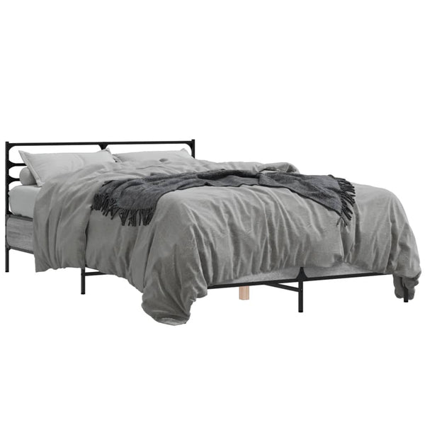 Graues Bettgestell Evghenie 140x190cm (Holz und Metall)
