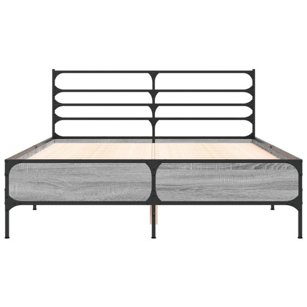 Graues Bettgestell Evghenie 140x190cm (Holz und Metall)