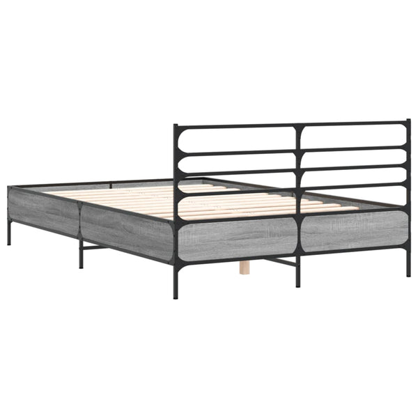 Graues Bettgestell Evghenie 140x190cm (Holz und Metall)