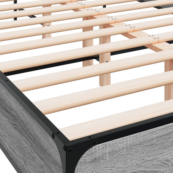 Graues Bettgestell Evghenie 140x190cm (Holz und Metall)