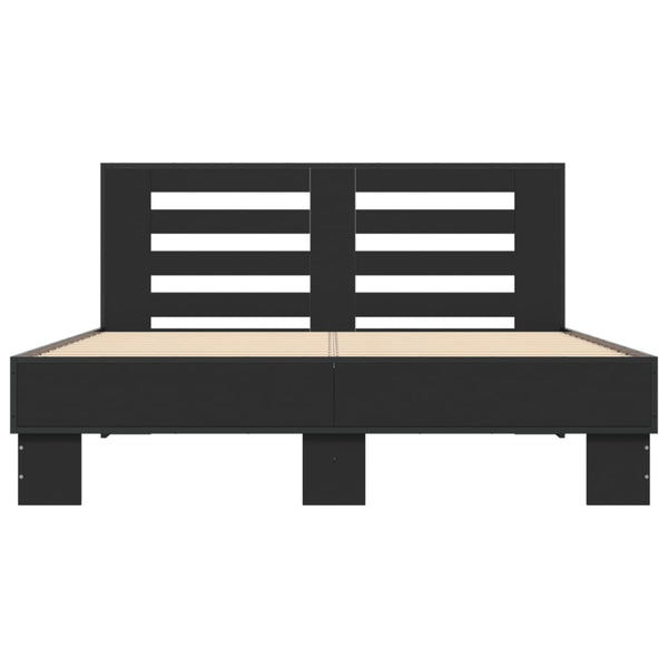 Schwarzes Bettgestell Narcisa 140x200cm (Holz und Metall)