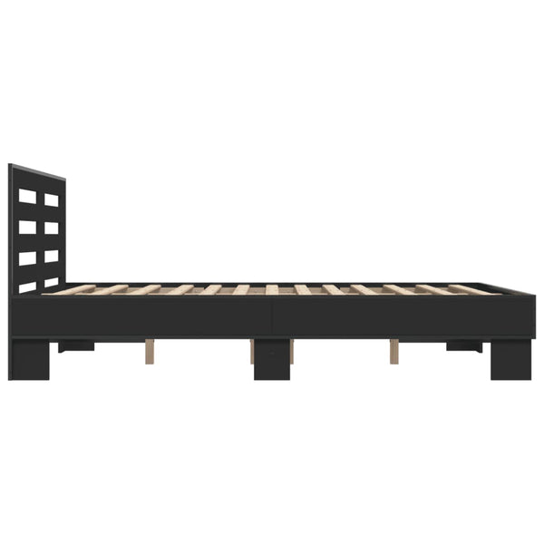 Schwarzes Bettgestell Narcisa 140x200cm (Holz und Metall)