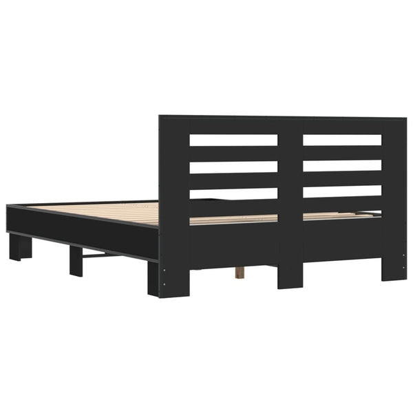 Schwarzes Bettgestell Narcisa 140x200cm (Holz und Metall)