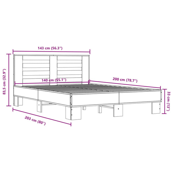 Schwarzes Bettgestell Narcisa 140x200cm (Holz und Metall)