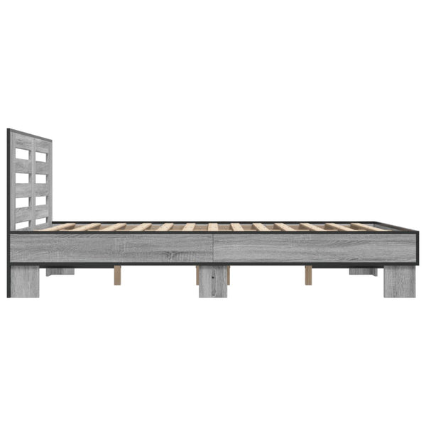 Graues Bettgestell Narcisa 140x200cm (Holz und Metall)
