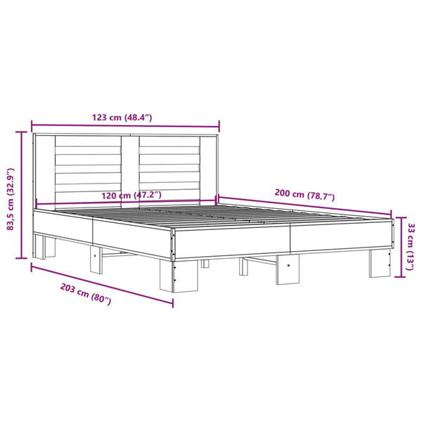 Graues Bettgestell Narcisa 120x200cm (Holz und Metall)