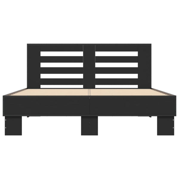 Schwarzes Bettgestell Narcisa 135x190cm (Holz und Metall)