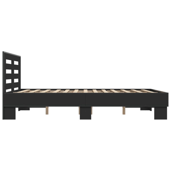 Schwarzes Bettgestell Narcisa 135x190cm (Holz und Metall)
