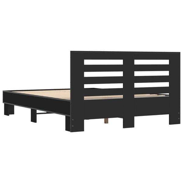 Schwarzes Bettgestell Narcisa 135x190cm (Holz und Metall)