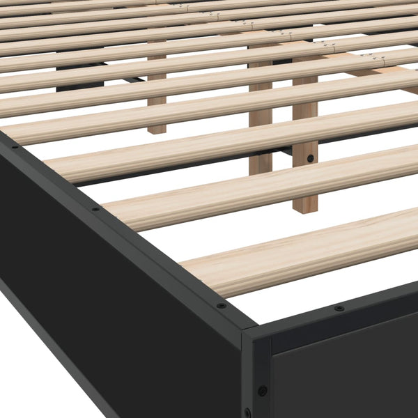 Schwarzes Bettgestell Narcisa 135x190cm (Holz und Metall)