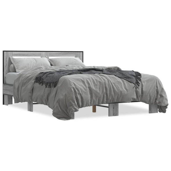 Bettgestell Narcisa Grau 135x190cm (Holz und Metall)