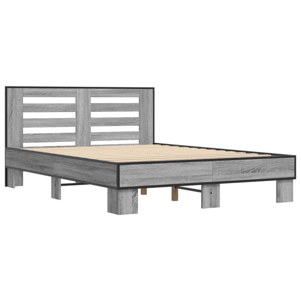 Bettgestell Narcisa Grau 135x190cm (Holz und Metall)