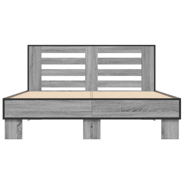 Bettgestell Narcisa Grau 135x190cm (Holz und Metall)