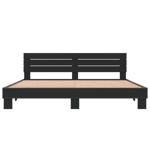 Schwarzes Bettgestell Alfo 200x200cm (Holz und Metall)