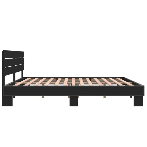 Schwarzes Bettgestell Alfo 200x200cm (Holz und Metall)