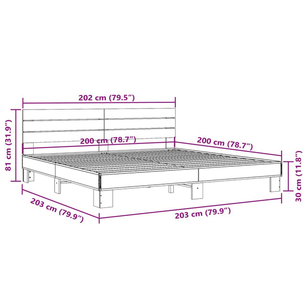 Schwarzes Bettgestell Alfo 200x200cm (Holz und Metall)