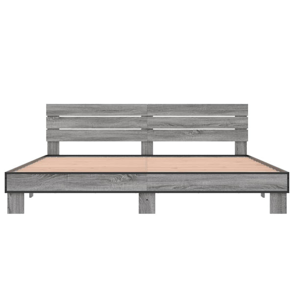 Graues Bettgestell Alfo 200x200cm (Holz und Metall)