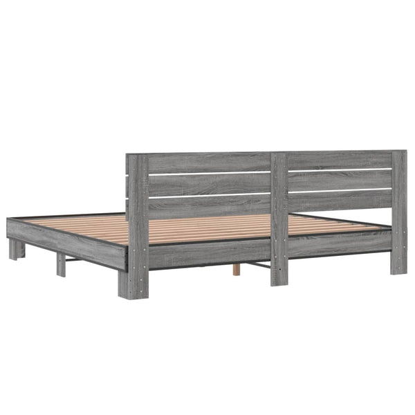 Graues Bettgestell Alfo 200x200cm (Holz und Metall)