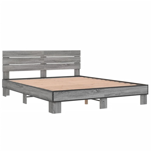 Graues Bettgestell Alfo 150x200cm (Holz und Metall)