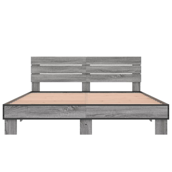 Graues Bettgestell Alfo 150x200cm (Holz und Metall)