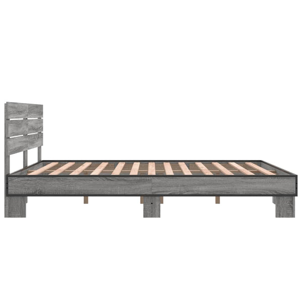 Graues Bettgestell Alfo 150x200cm (Holz und Metall)