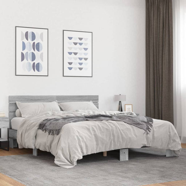 Graues Bettgestell Alfo 150x200cm (Holz und Metall)