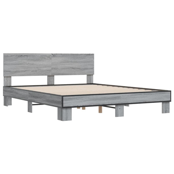 Graues Bettgestell Natu 150x200cm (Holz und Metall)