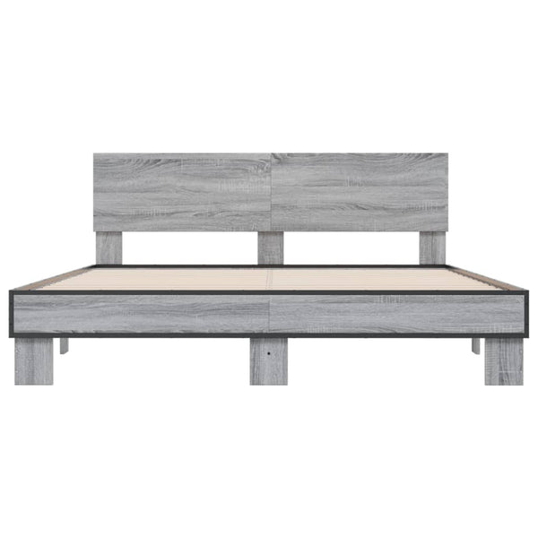 Graues Bettgestell Natu 150x200cm (Holz und Metall)