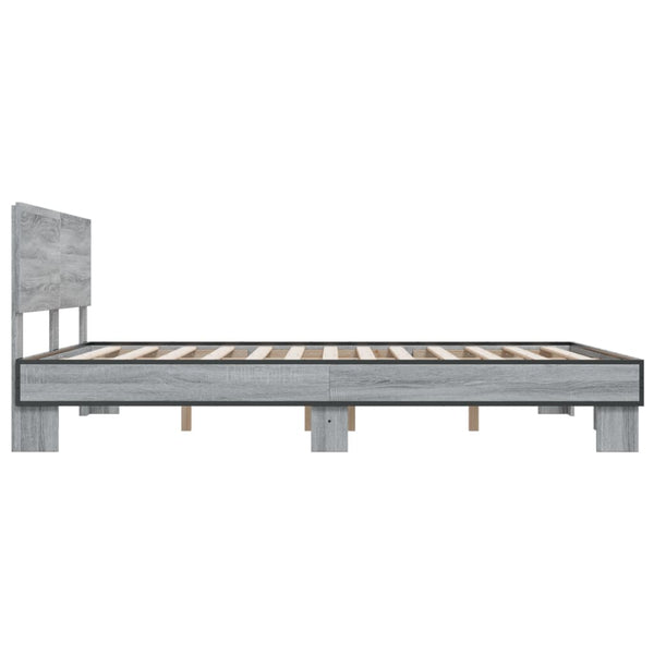 Graues Bettgestell Natu 150x200cm (Holz und Metall)