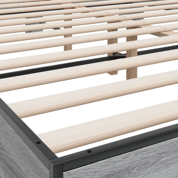 Graues Bettgestell Natu 150x200cm (Holz und Metall)