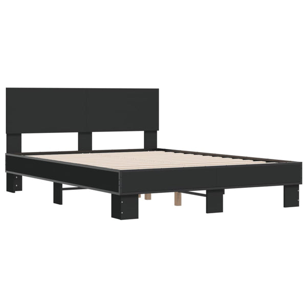 Schwarzes Bettgestell Natu 120x200cm (Holz und Metall)