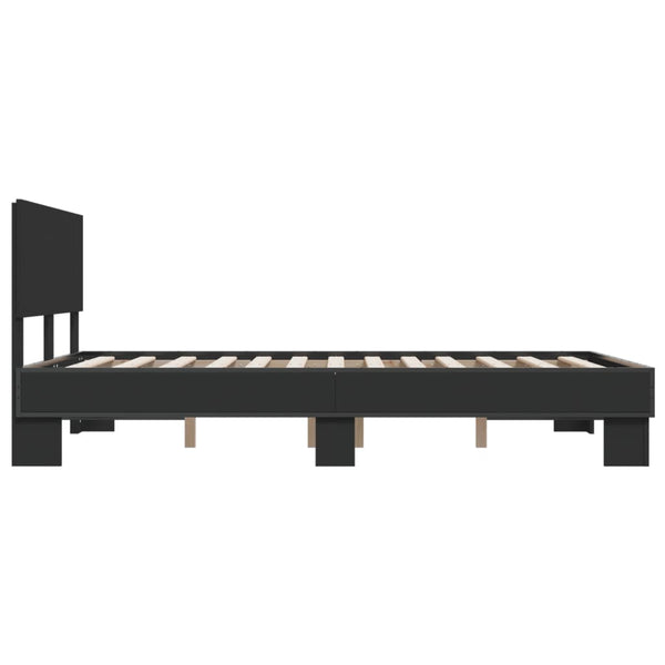 Schwarzes Bettgestell Natu 120x200cm (Holz und Metall)