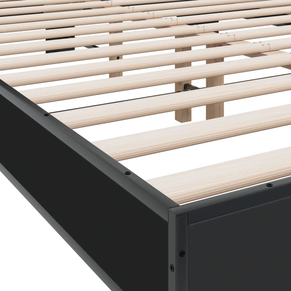 Schwarzes Bettgestell Natu 120x200cm (Holz und Metall)