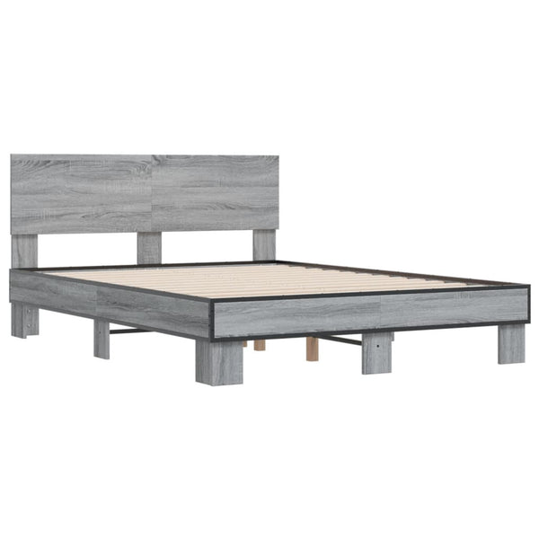 Graues Bettgestell Natu 120x200cm (Holz und Metall)