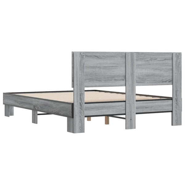 Graues Bettgestell Natu 120x200cm (Holz und Metall)